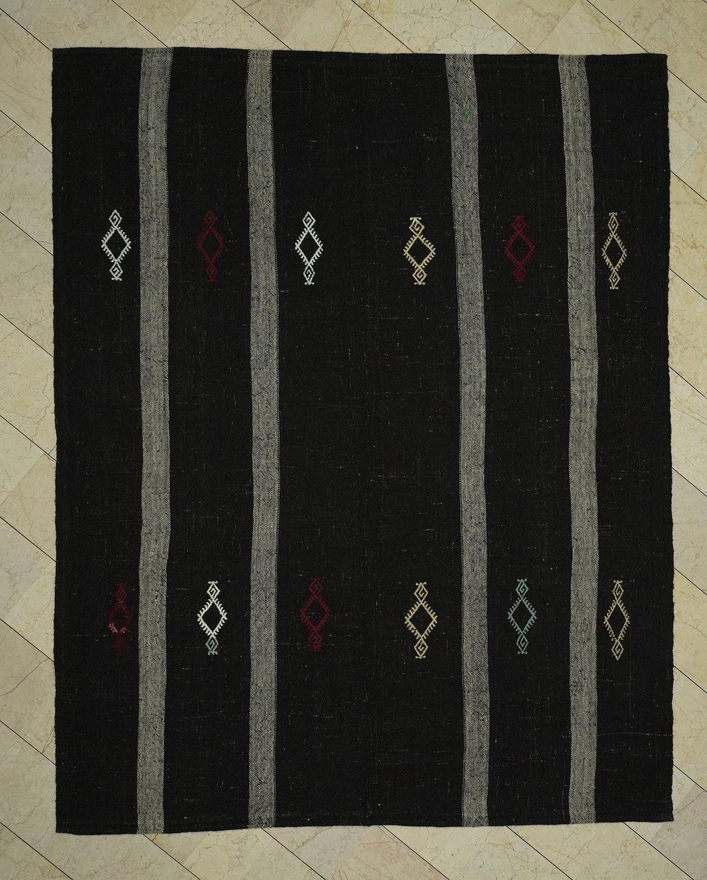 8x10 Dark Brown Natural Goat Wool Woven Kilim Rug,Farmhouse Decor Rugs