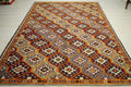 Embroidered Goat Wool Kilim Rug: Mid-Century Modern Rugs. 6.6x9.9 ft.