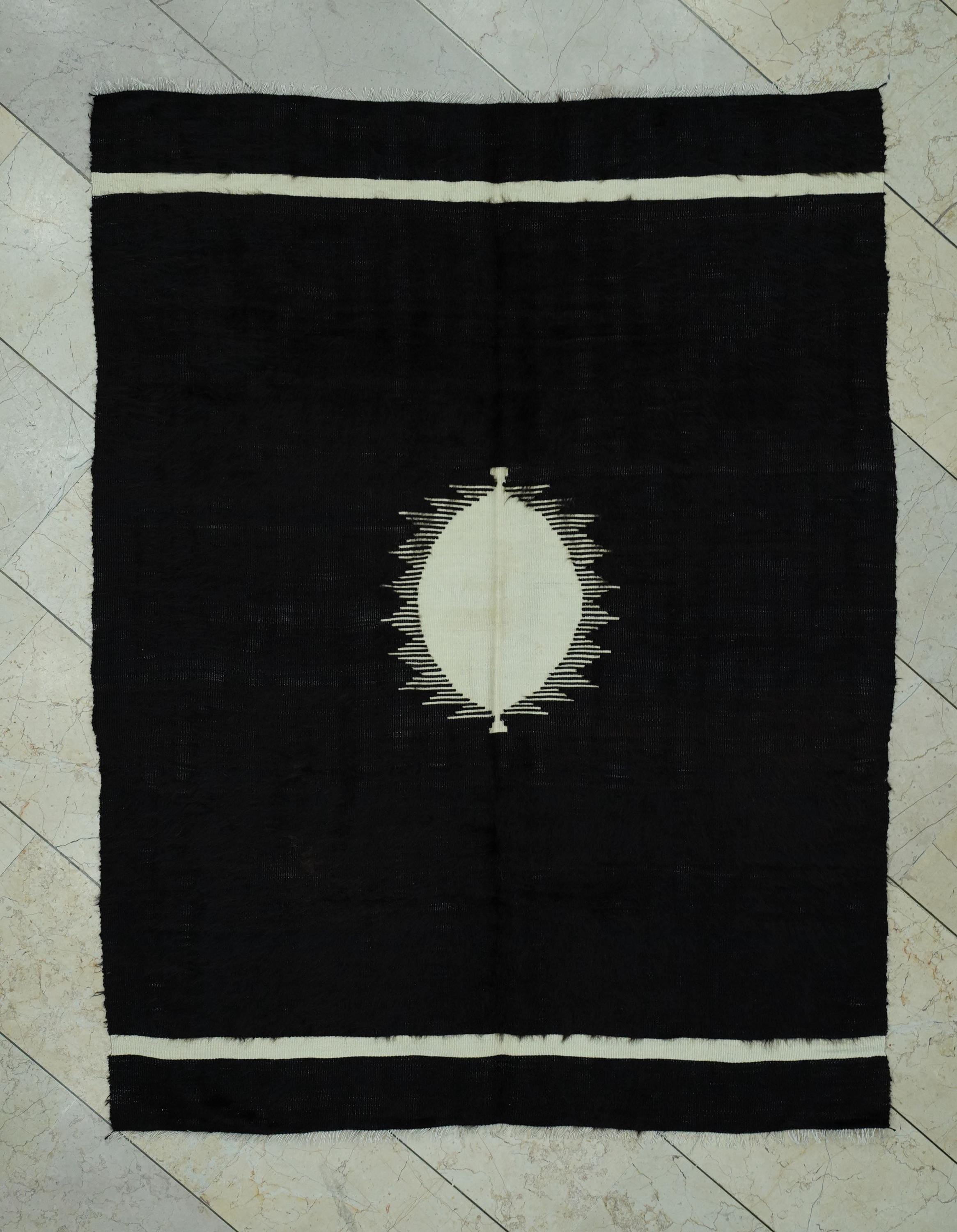 Navajo Style Turkish Blanket Kilim Rug: 4.6x5.9 Feet, Antique Siirt  Shaggy Rugs.