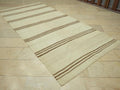 Swedish Style Natural Wool Turkish Kilim Rug:4.9x10.2 Feet,Flat Weave Striped Area Rugs.