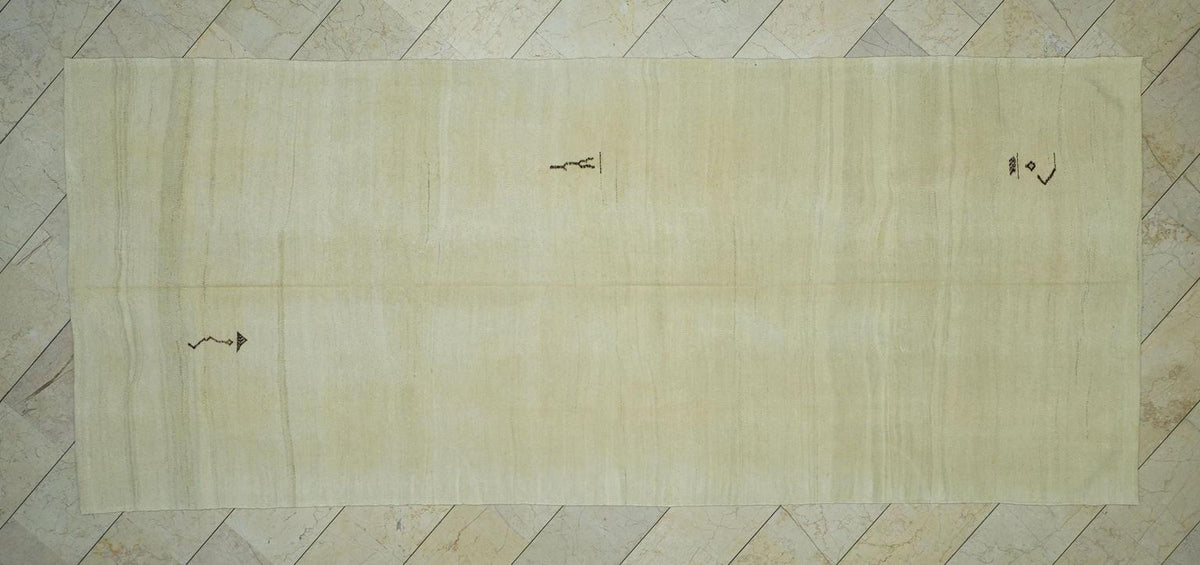 Handmade Cream Wool Kilim Rug: Vintage Tribal Flat Weave Neutral Rugs, 5,4x13 ft.