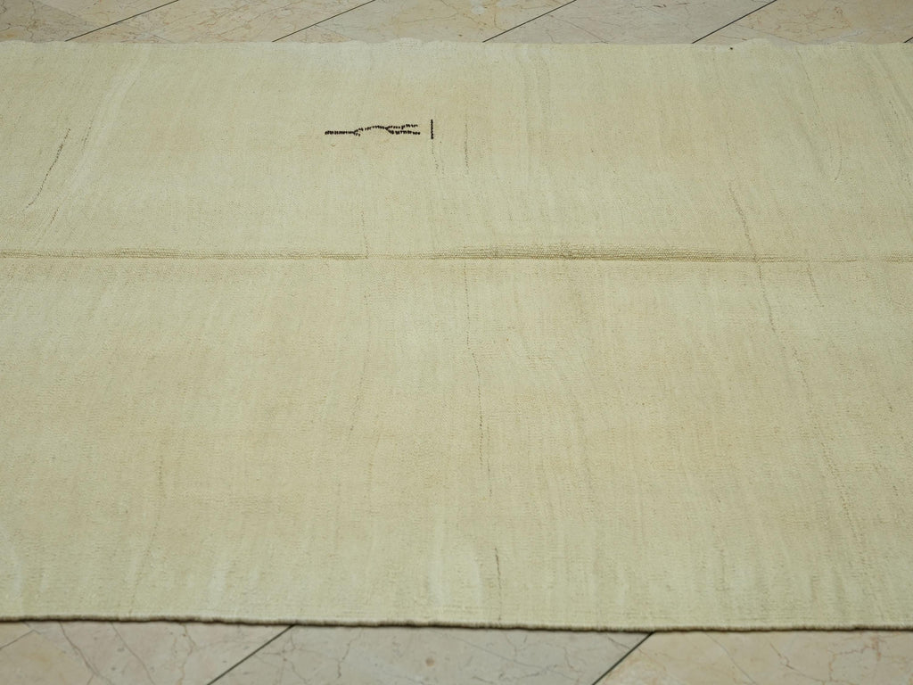 Handmade Cream Wool Kilim Rug: Vintage Tribal Flat Weave Neutral Rugs, 5,4x13 ft.