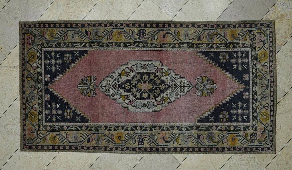 Handmade Wool Oushak Rug: 4x7.6 Feet,Vintage Turkish Area Rugs.