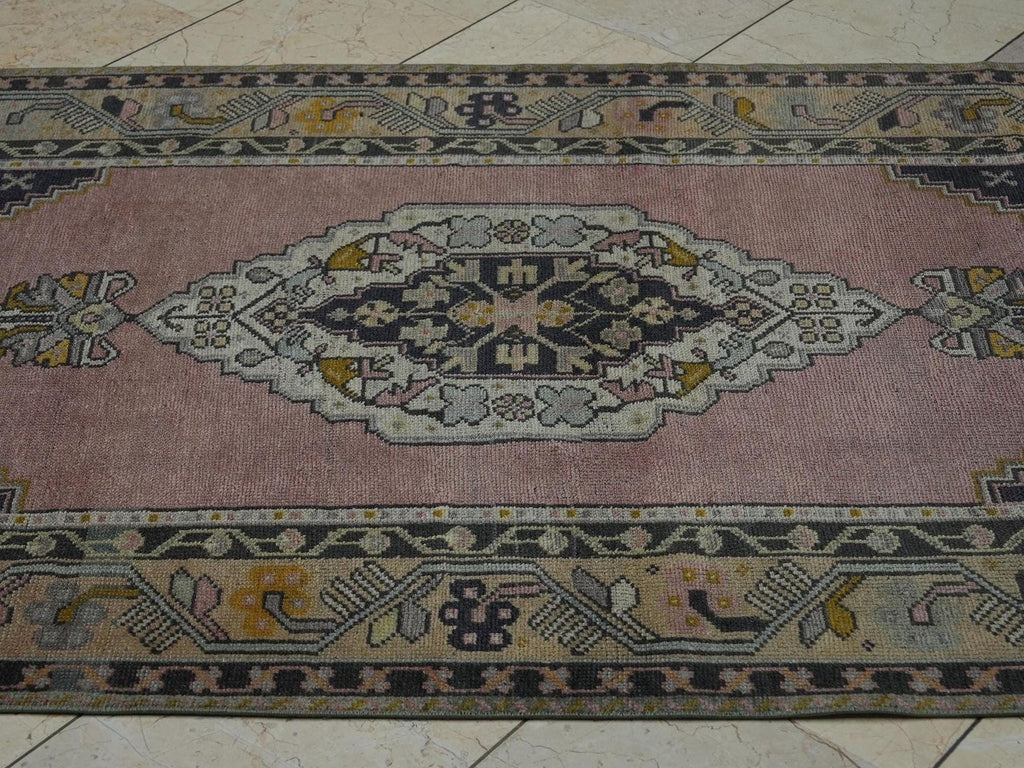 Handmade Wool Oushak Rug: 4x7.6 Feet,Vintage Turkish Area Rugs.