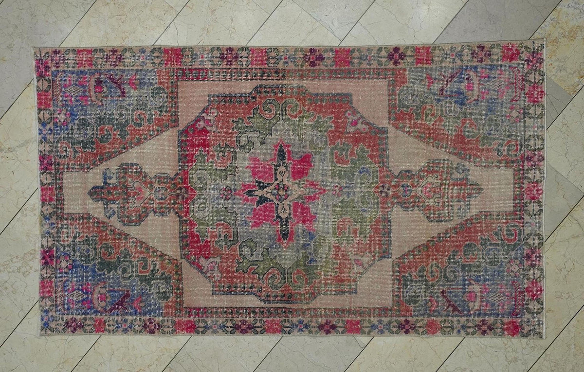 4x7 Vintage Pink Oushak Rug: Small Size Home Living Decor Turkish Wool Rugs.