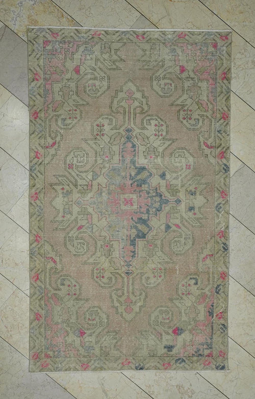 4x7 Vintage Muted Cappadocia Rug:Handmade Turkish Rugs For Home Living Floor Decor.