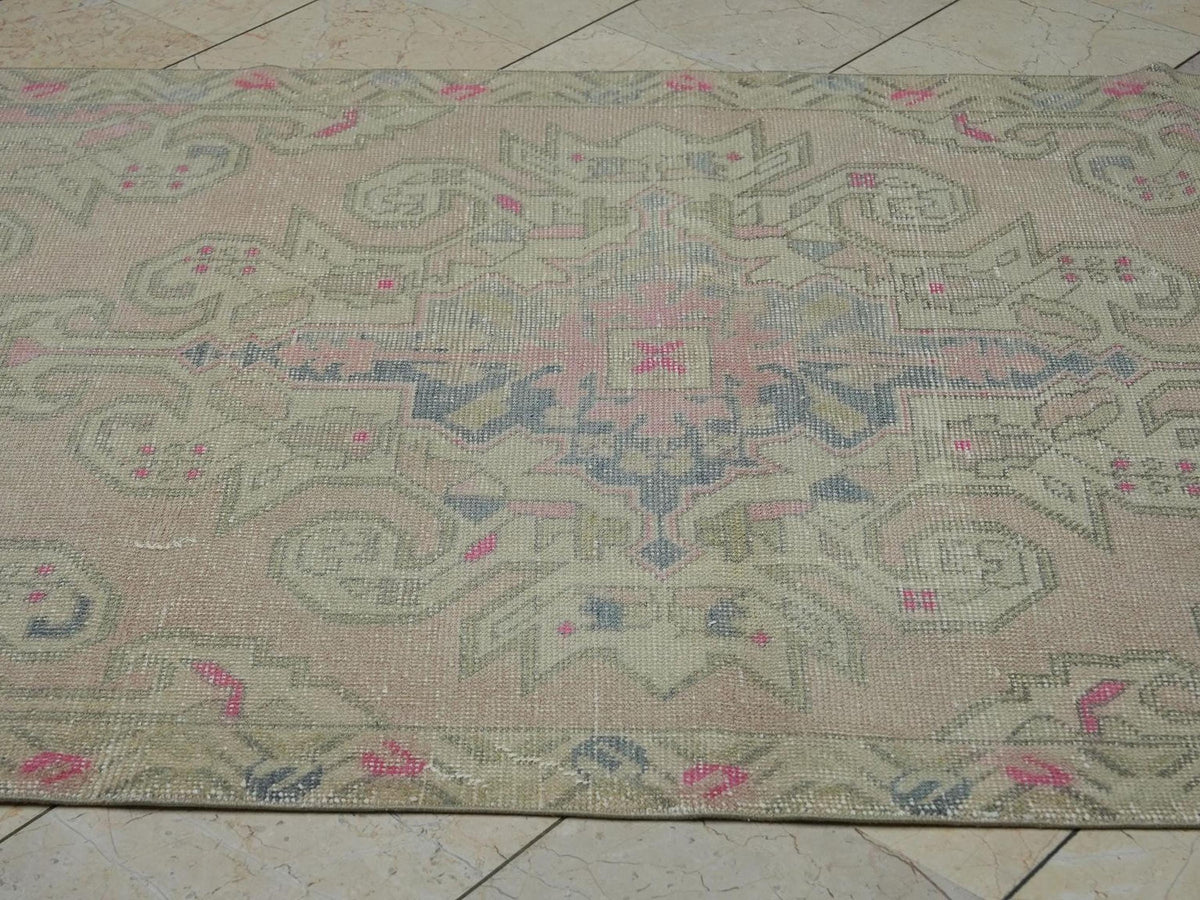4x7 Vintage Muted Cappadocia Rug:Handmade Turkish Rugs For Home Living Floor Decor.
