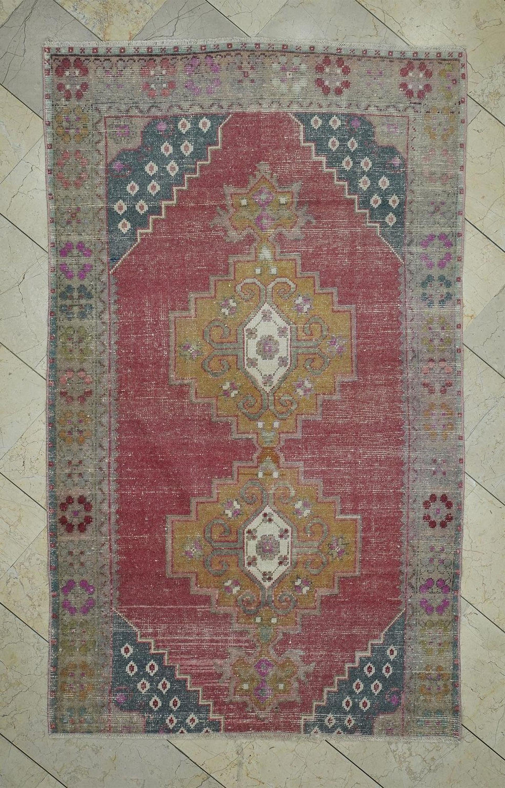 1960s Vintage Turkish Rug,4.2x7.1 Ft,Handmade Wool Oushak Carpet Rugs.