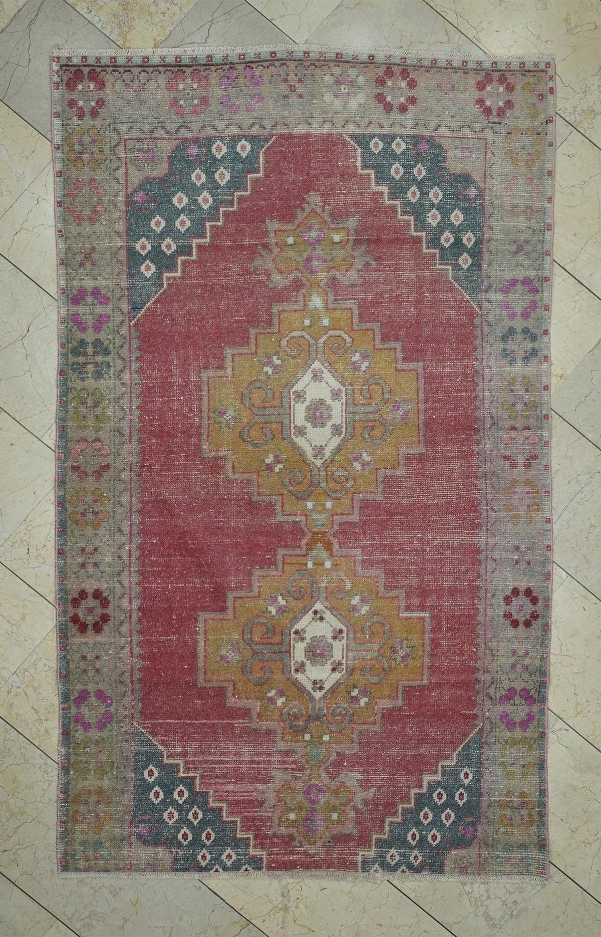 1960s Vintage Turkish Rug,4.2x7.1 Ft,Handmade Wool Oushak Carpet Rugs.