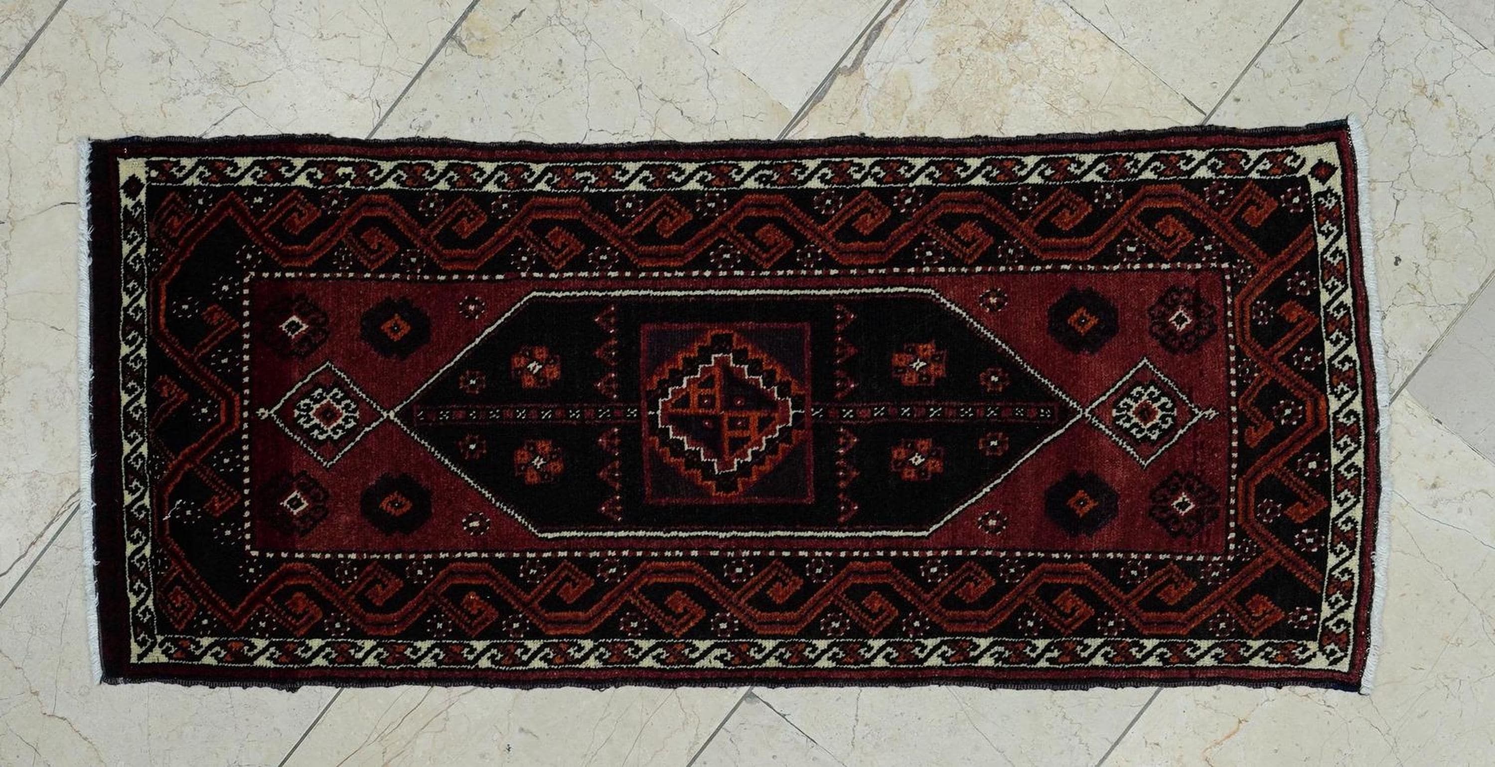 Antique Kurdish Rug: Small Size Wedding Gift Carpet,Wall Hanging Decor Rugs 1.8x4 Feet.