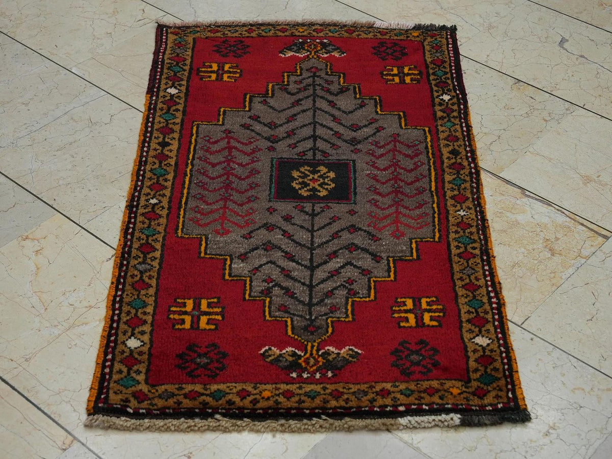 Small Size Antique Decor Handmade Wool Kars Carpet Rug: 2.1x3.7 Feet,Wall Hanging Rugs.