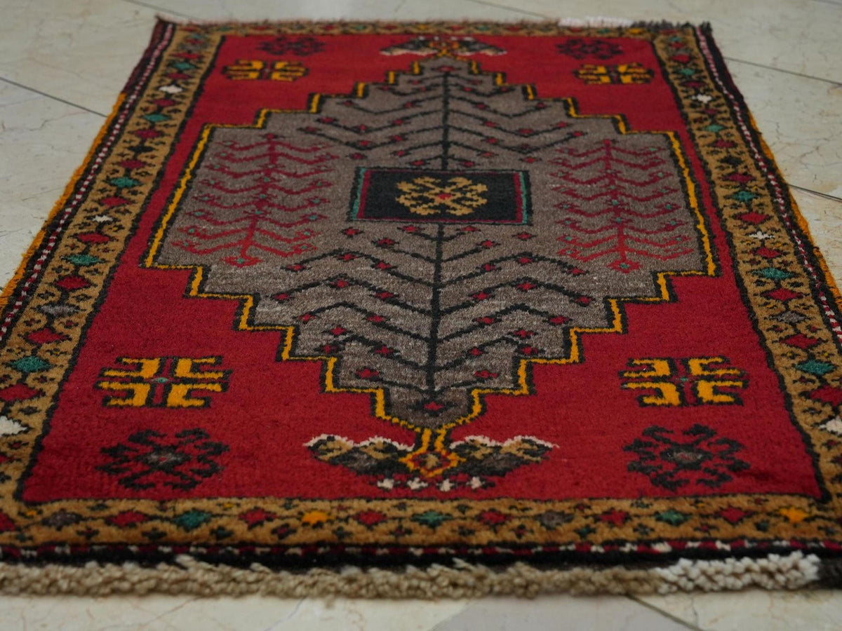 Small Size Antique Decor Handmade Wool Kars Carpet Rug: 2.1x3.7 Feet,Wall Hanging Rugs.