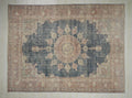 Oversize Vintage Turkish Oushak Rug: 9x12 Navy Blue Handwoven Wool Carpet Rugs.