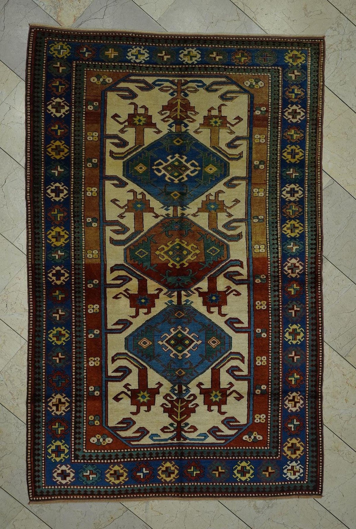 Handmade Wool Turkish Oushak Rug: 4.6 x 7.2 ft, Seasonal Decor Floral Rugs.