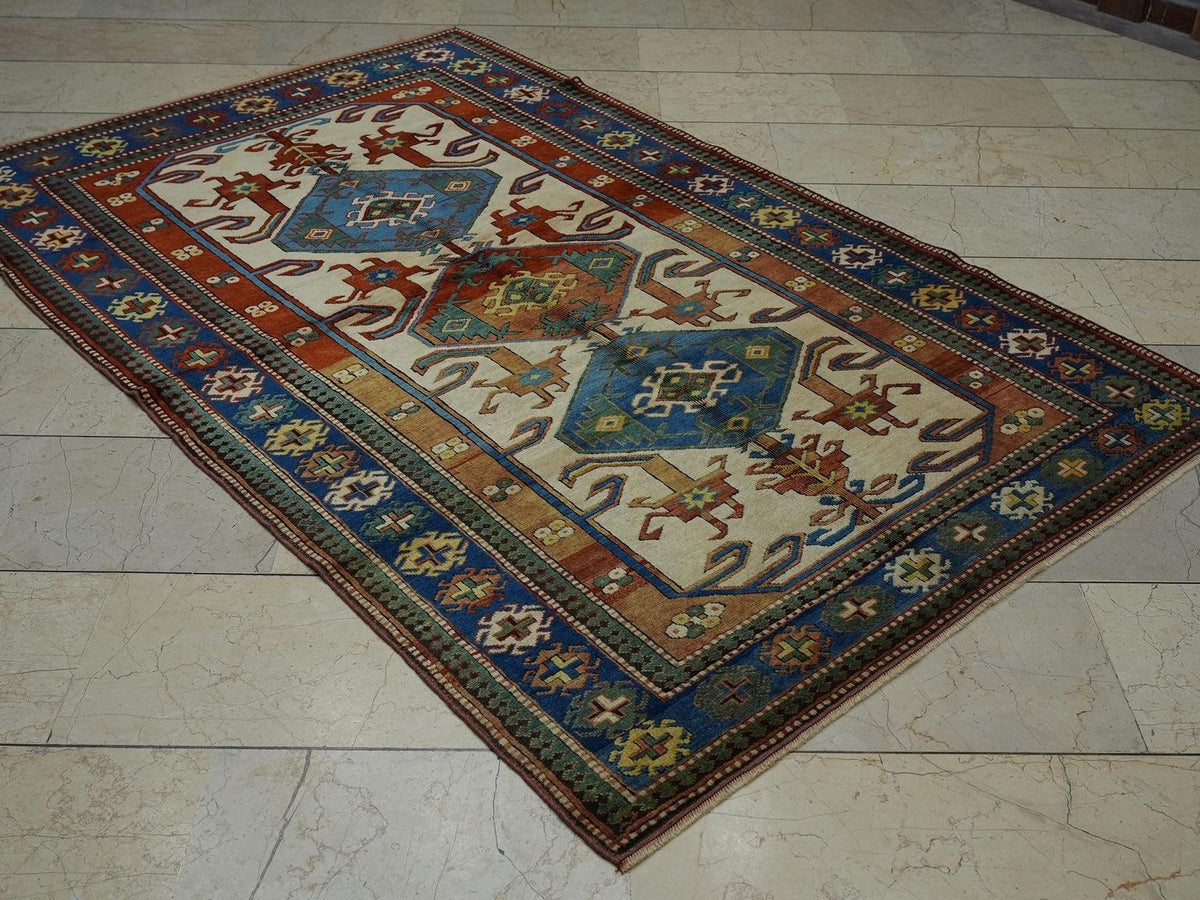 Handmade Wool Turkish Oushak Rug: 4.6 x 7.2 ft, Seasonal Decor Floral Rugs.
