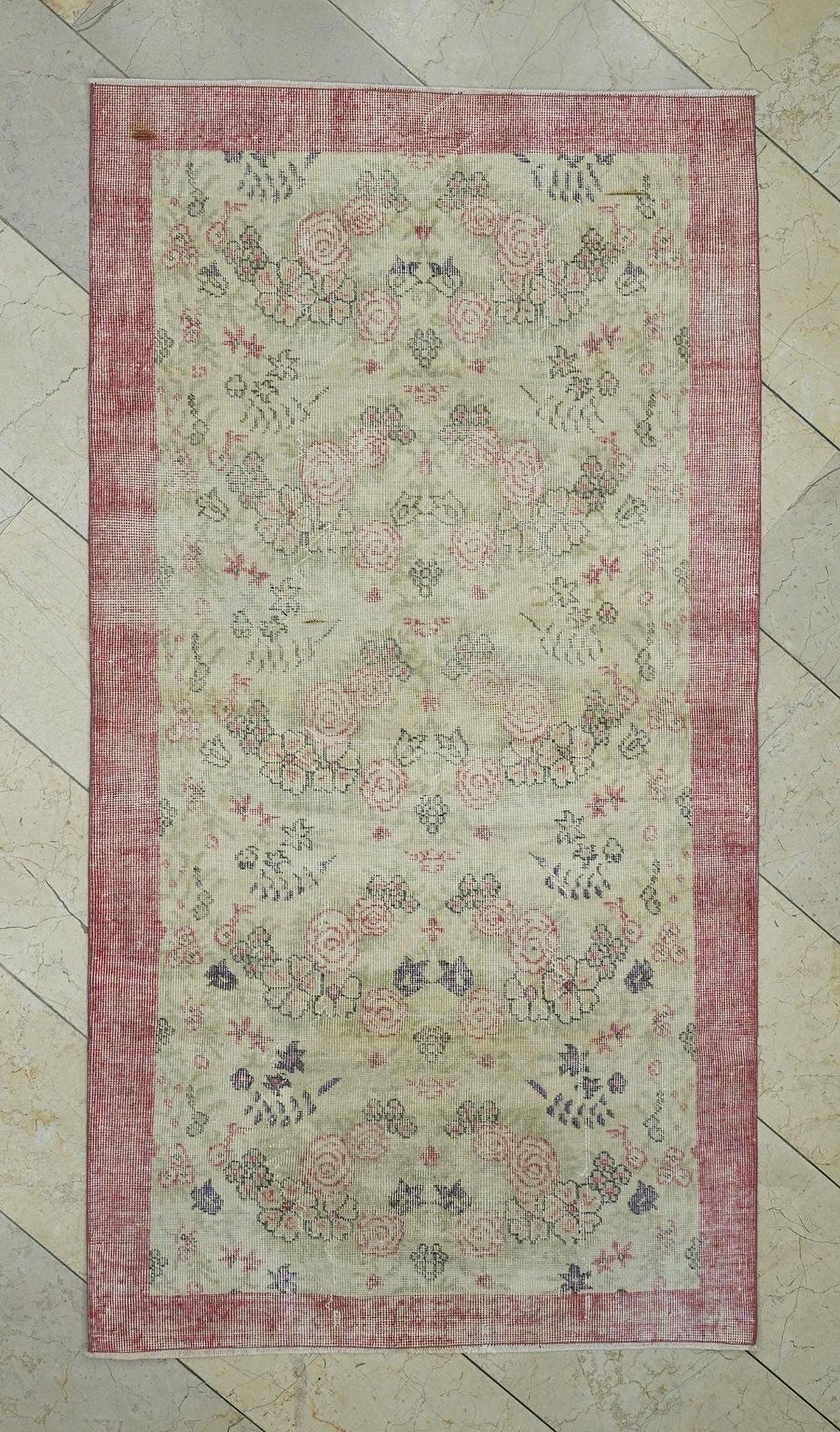 Floral One Of A Kind Vintage Oushak Rug,3.6x6.7 Ft.Small Size Winter Decor Rugs.