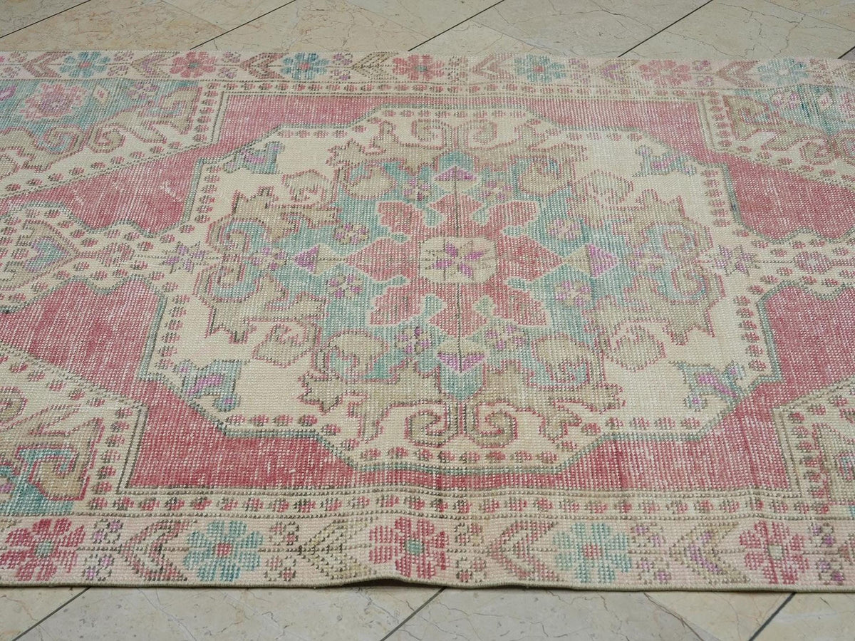 4x7 Sky Blue Vintage Oushak Rug: Home Living Decor Turkish Wool Carpet.