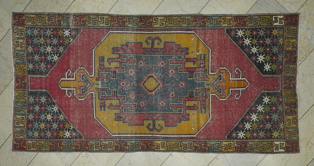 Antique Multi Colors Vintage Turkish Carpet Rug,3.9x8.3 Ft,Home Living Decor Rugs.