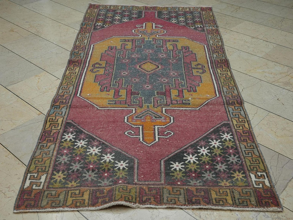 Antique Multi Colors Vintage Turkish Carpet Rug,3.9x8.3 Ft,Home Living Decor Rugs.