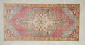 Handmade Oushak Wool Rug (4x8): Pastel Ethnic Anatolian Carpet