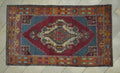 4x7 Blue Red Vintage Wool Oushak Rug,Handmade Old Rugs