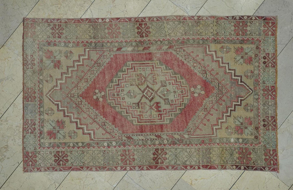 Antique Turkish Kirsehir Rug: Rare Pattern Wool Carpet, 3.5x5.7 ft