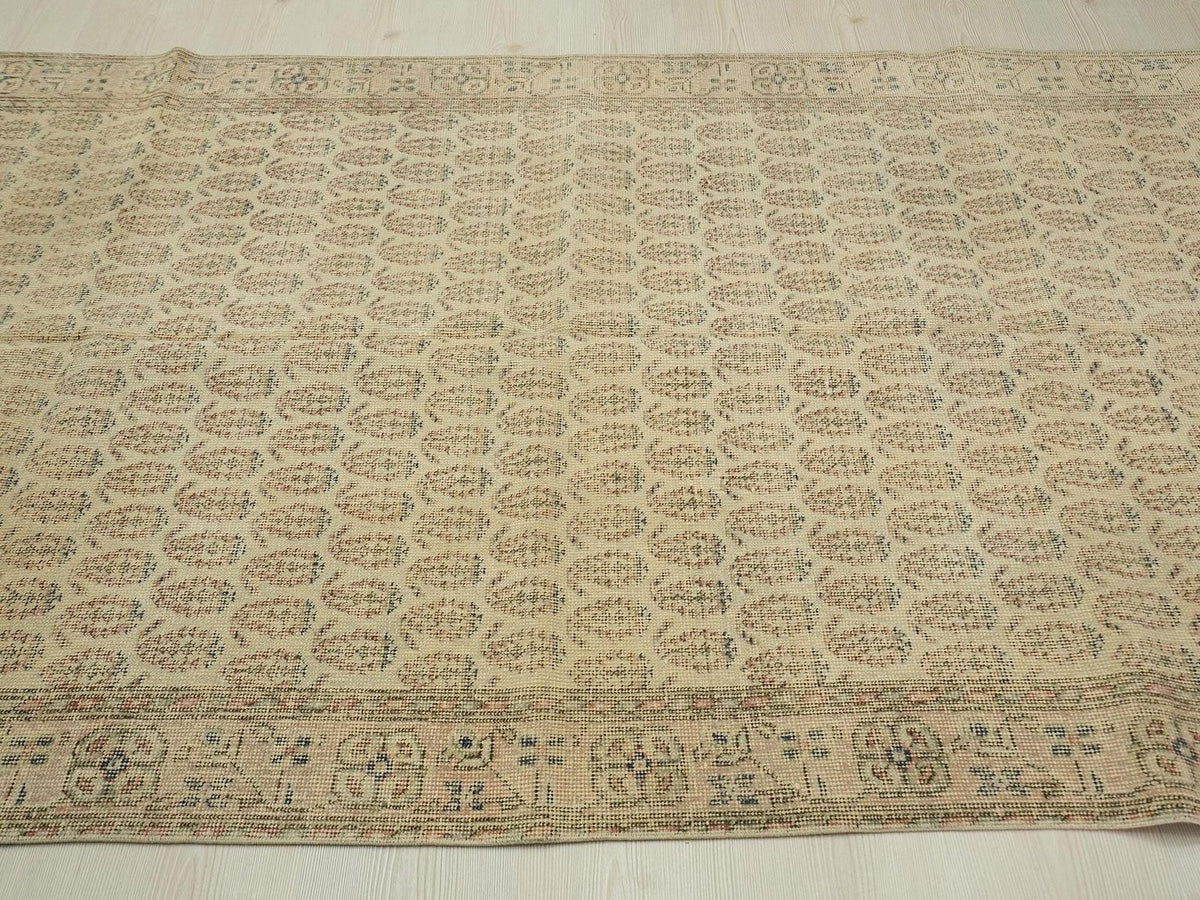 Small Anatolian Oushak Rug: Navy Blue & Beige Turkish Carpet, 4,5"x7,9" Ft.