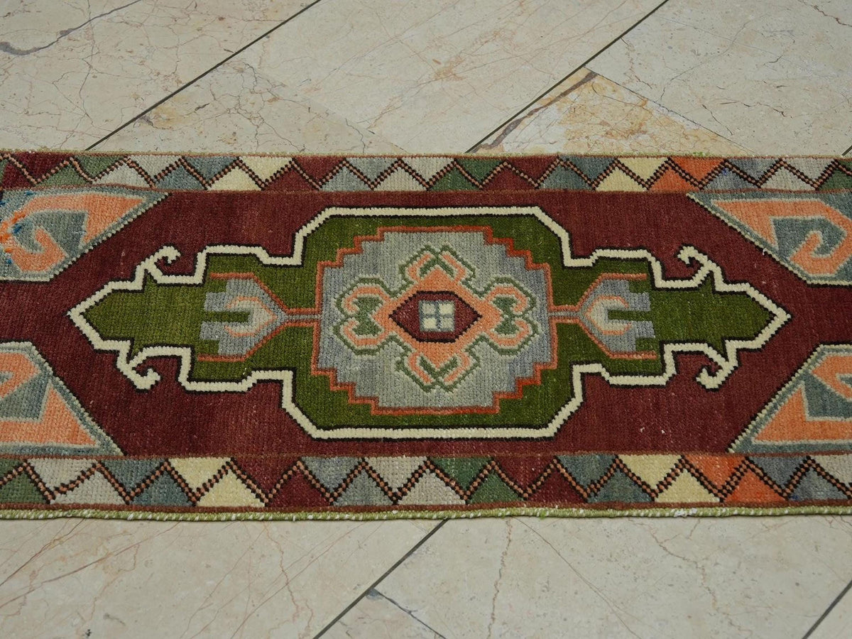 Rare Primitive Pattern Small Turkish Carpet Rug: 1.7x3.1 Feet,Wall Hanging Handmade Rugs.