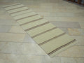 Striped Neutral Kilim Rug Runner:2.4x9.5 Feet,Narrow Corridor Decor,Turkish Rugs.