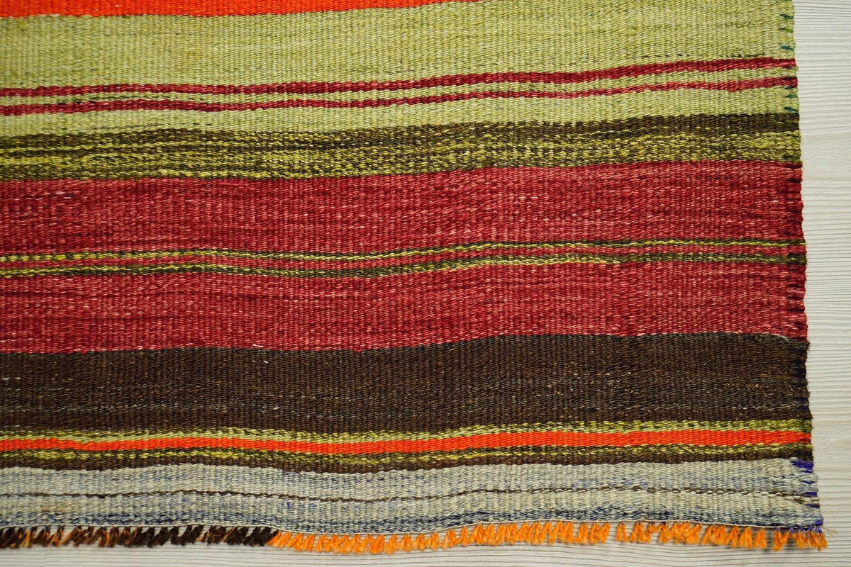 Striped Kilim Rug Runner: Long Flat Weave Wool Stair Decor Rugs, 2.4x12.8 ft.