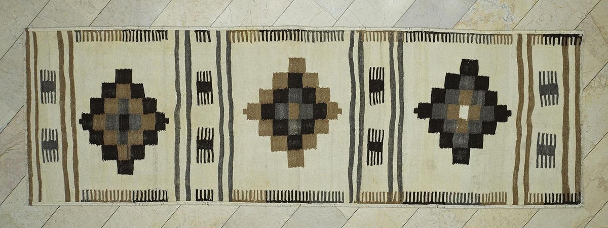4x12 Minimalist Neutral Color Wool Turkish Kilim Rug Runner,Home Living Decor Rugs.