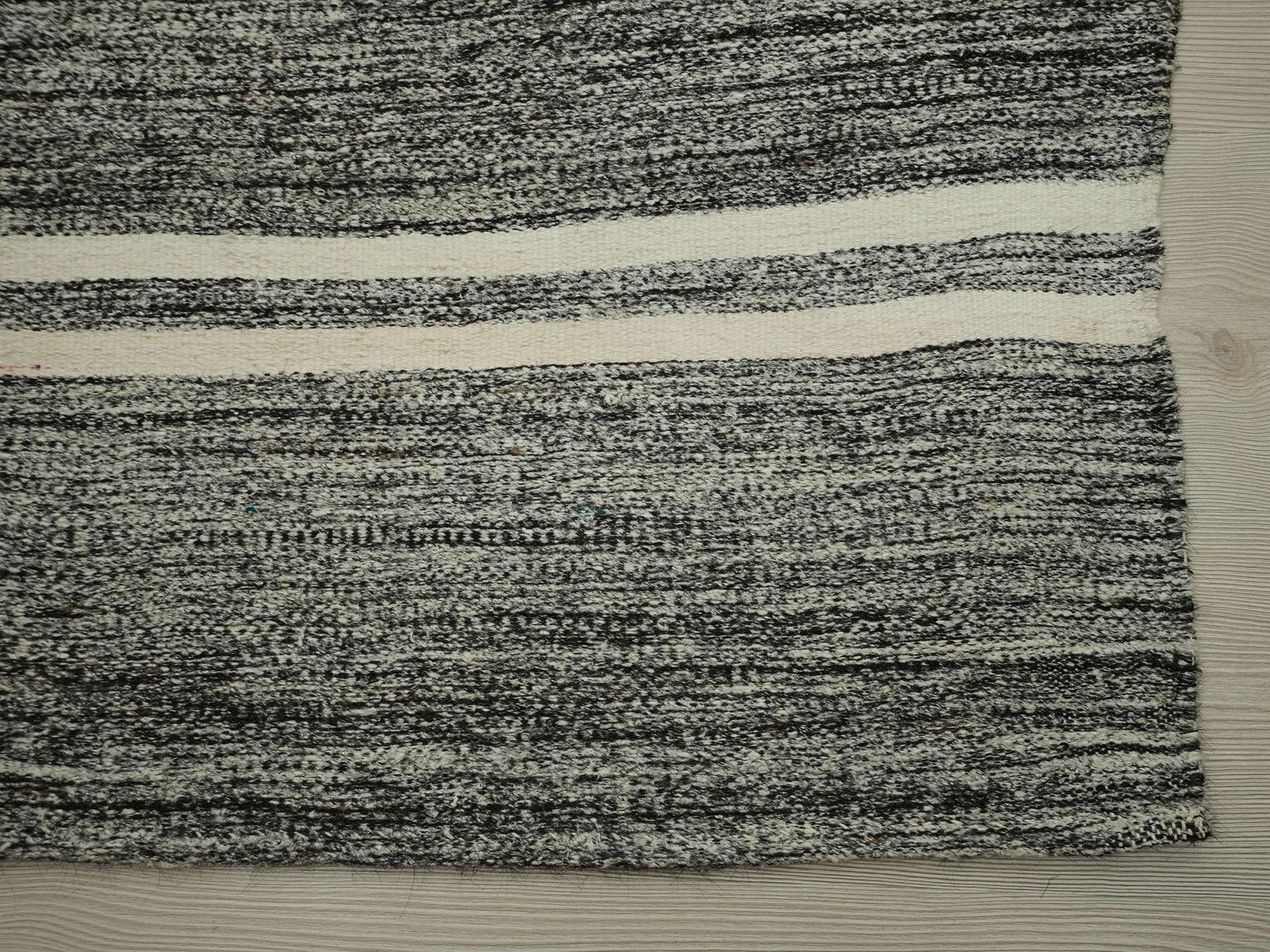 3x11 Orange White Stripe, Gray Turkish Rug Runner,Minimalist Decor Rugs