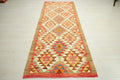 Scandinavian Kilim Rug Runner: Pastel Colors, Handwoven Wool (3x9.3 ft)