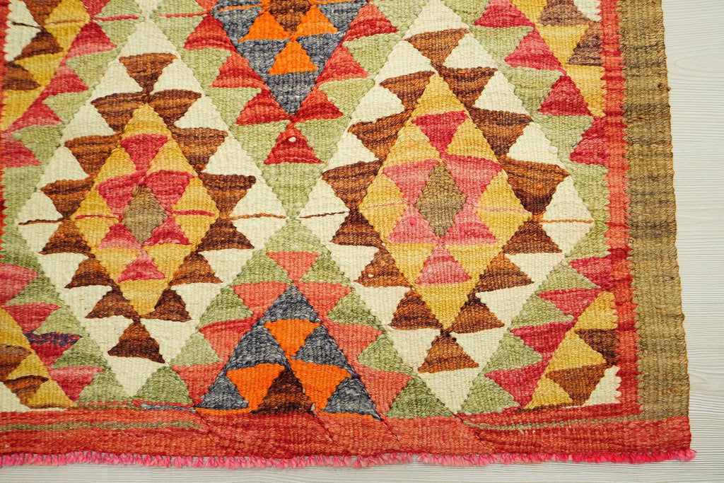Scandinavian Kilim Rug Runner: Pastel Colors, Handwoven Wool (3x9.3 ft)
