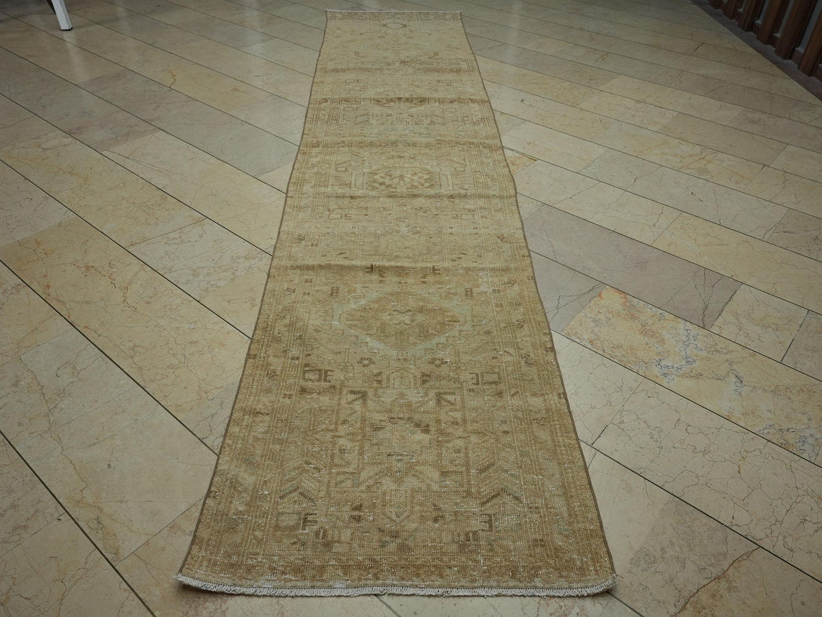 Antique Turkish Rug Runner - Anatolian Handmade Wool, Vintage Earth Color Rugs.