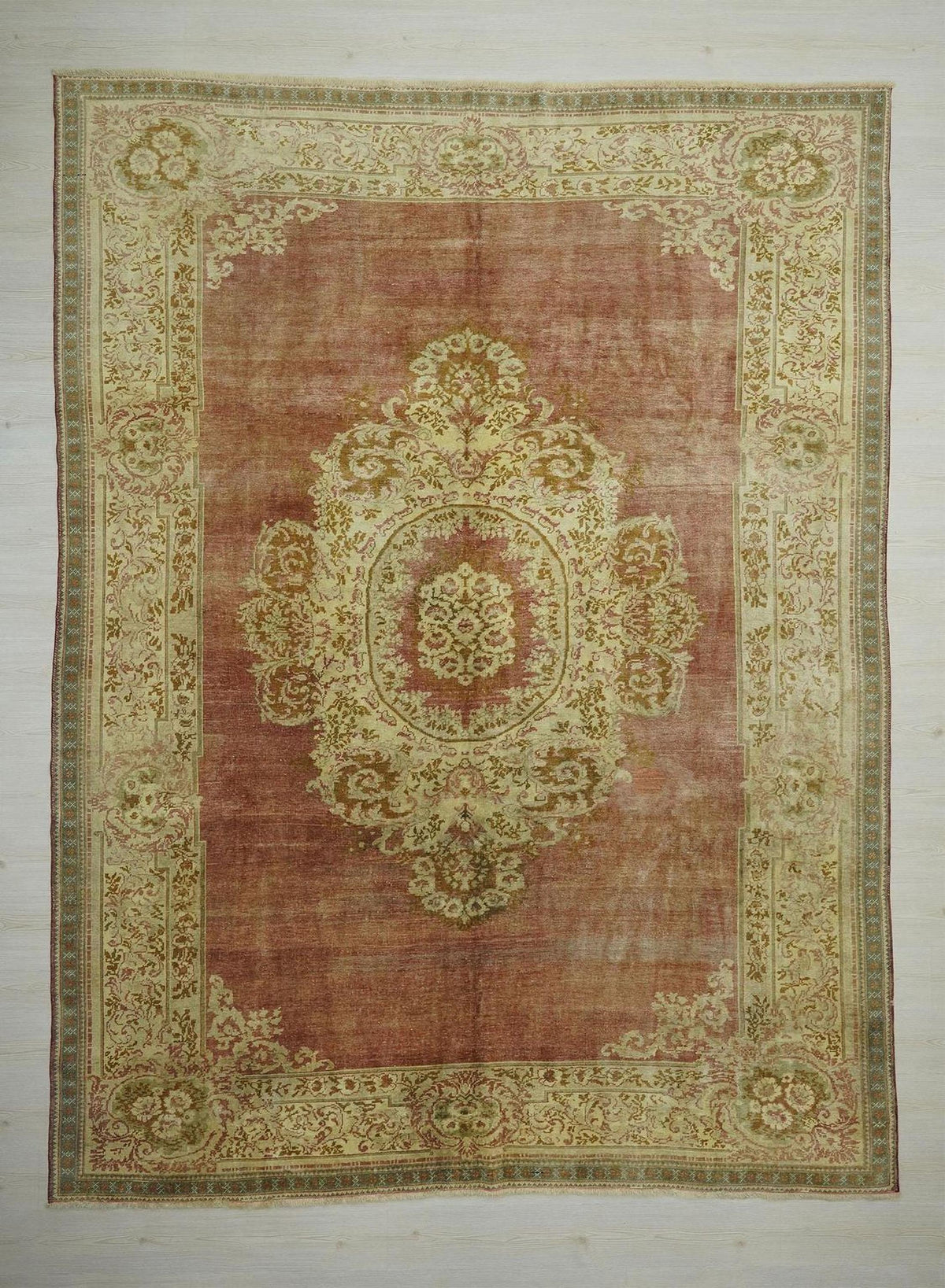 Antique Kars Rug: Geometric Design, Pastel Colors, 8.5x11 ft Oversize Rugs