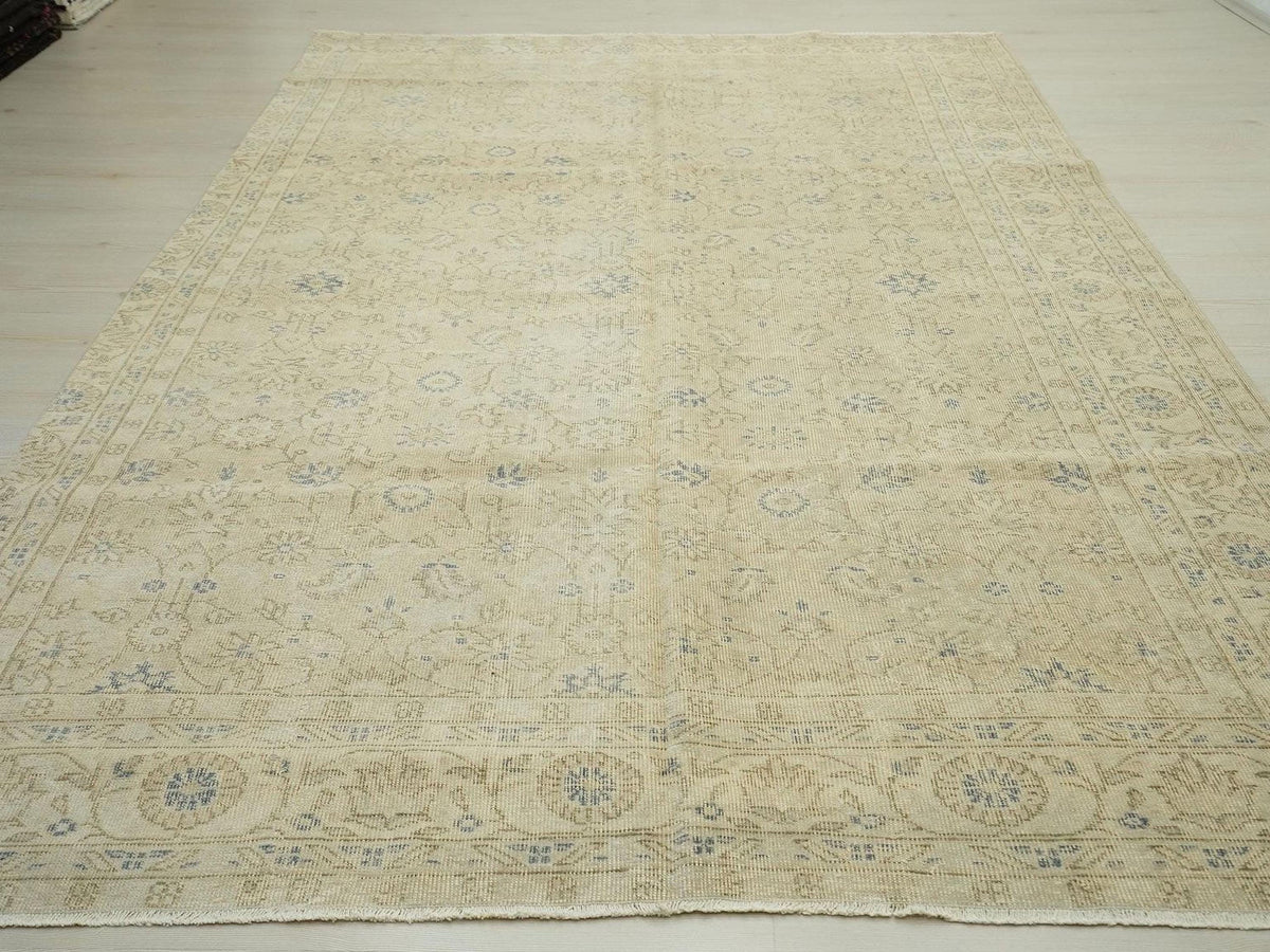 Geometric Vintage Turkish Oushak Rug: 6.7x10.3 Feet,Seasonal decor home living area rugs