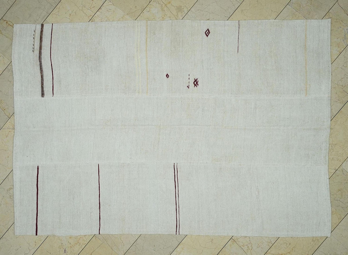 6x9 Handmade Turkish Hemp Patchwork Rug: Stripe Kilim Home Living Decor Rugs.