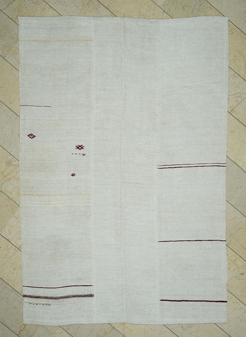 6x9 Handmade Turkish Hemp Patchwork Rug: Stripe Kilim Home Living Decor Rugs.