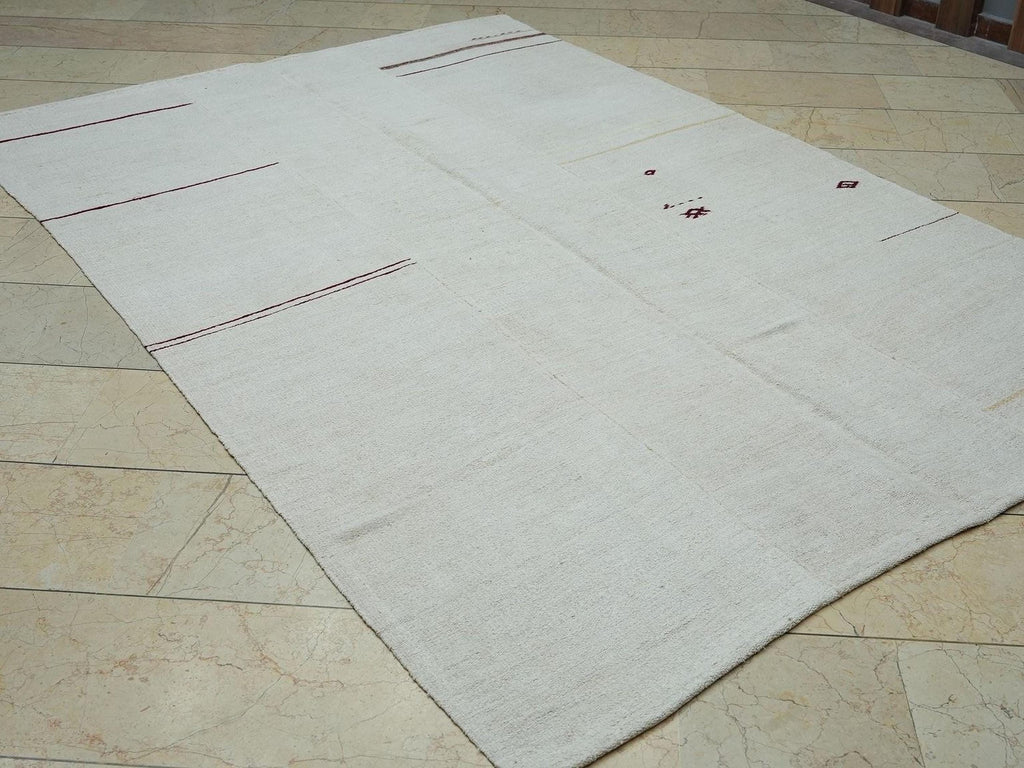 6x9 Handmade Turkish Hemp Patchwork Rug: Stripe Kilim Home Living Decor Rugs.