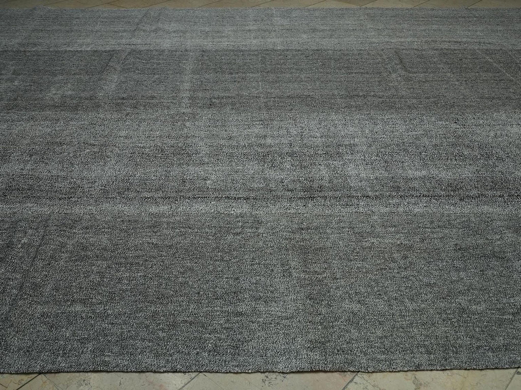 11x15 Plain Natural Gray Turkish Kilim Rug: Oversized Flat-weave Rugs For Home Living Decor.