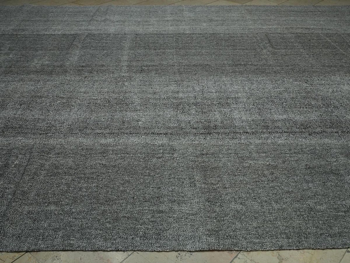 11x15 Plain Natural Gray Turkish Kilim Rug: Oversized Flat-weave Rugs For Home Living Decor.