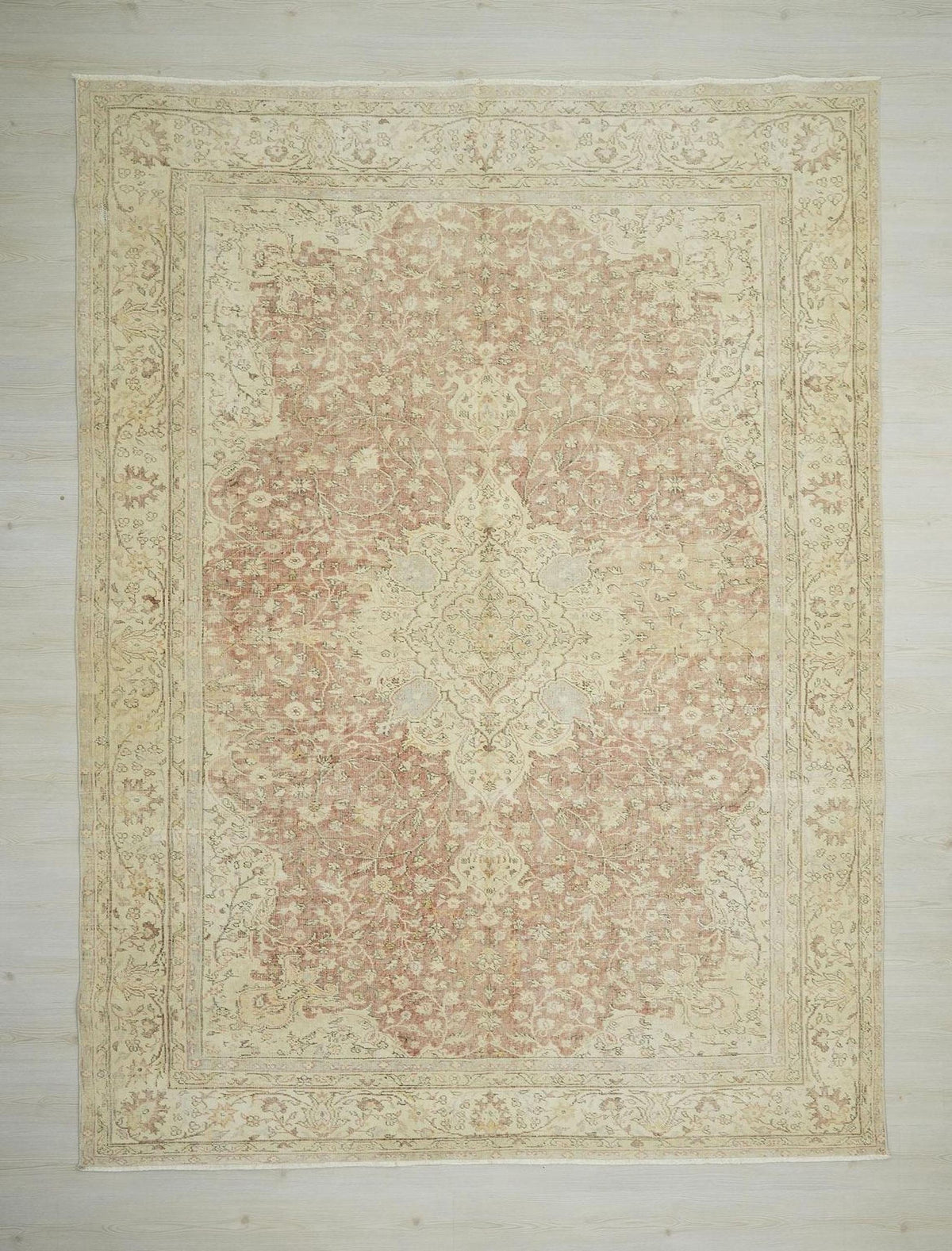 8x11 Oversize Vintage Handwoven Oushak Rug: Mid Century Modern Turkish Rugs Home Living Decor