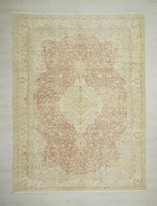8x11 Oversize Vintage Handwoven Oushak Rug: Mid Century Modern Turkish Rugs Home Living Decor