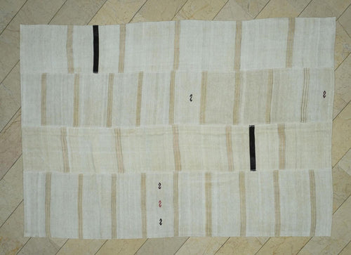 7"x10" Hemp Kilim Patchwork Rug: Vintage Turkish Woven Floor Decor Rugs