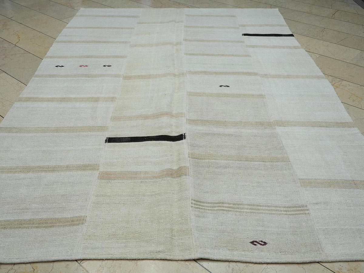 7"x10" Hemp Kilim Patchwork Rug: Vintage Turkish Woven Floor Decor Rugs