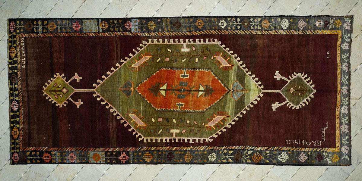 7x16 Wool Woven Semi Old Turkish Kars Carpet Rug,Primitive Decor Rugs.