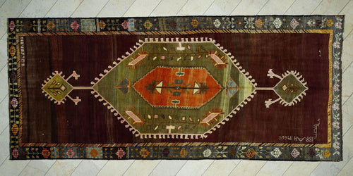 7x16 Wool Woven Semi Old Turkish Kars Carpet Rug,Primitive Decor Rugs.