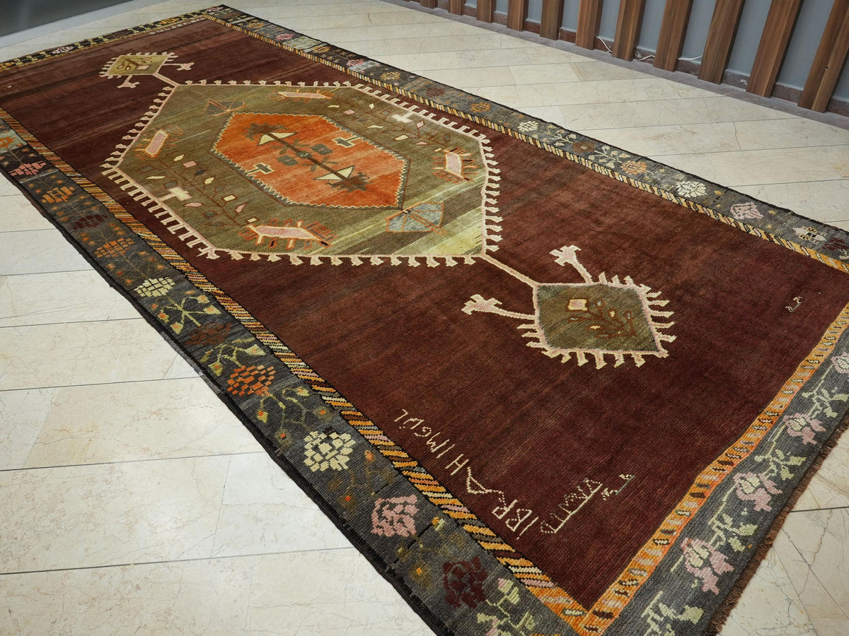 7x16 Wool Woven Semi Old Turkish Kars Carpet Rug,Primitive Decor Rugs.