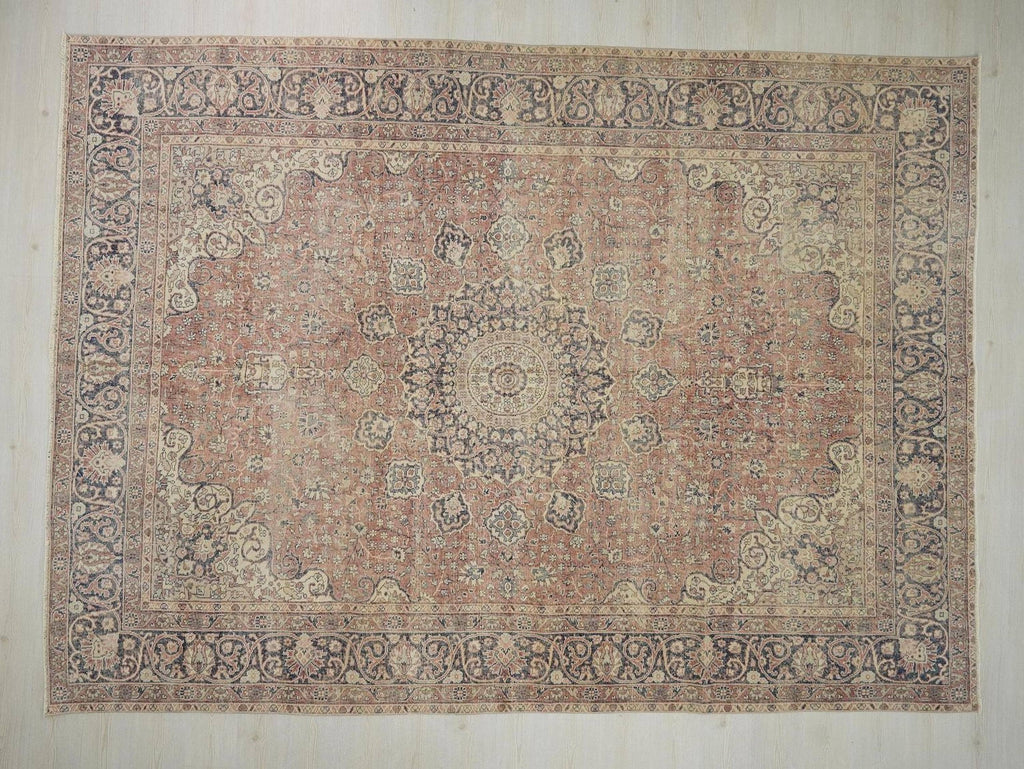 Vintage Handmade Wool Oushak Rug: 8.5x12 Turkish Oversize Carpet,Bohemian Home Living Rugs.